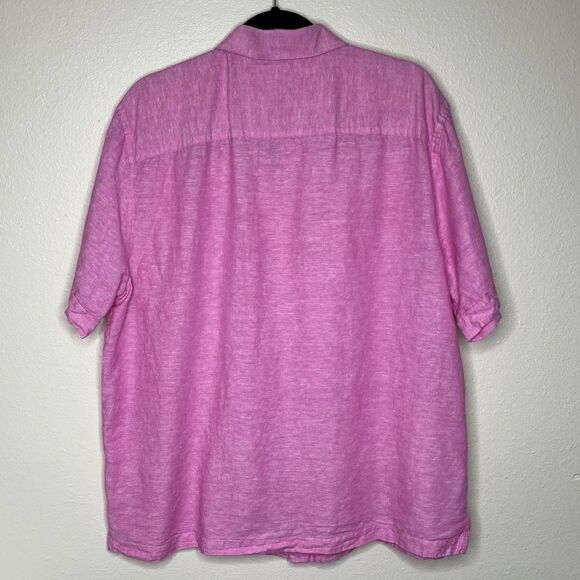 Cubavera Linen Blend Pink Panel Shirt Short Sleeve Button Front Men Size XL - Picture 7 of 13
